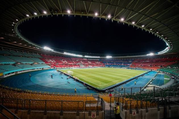 SOCCER - EURO 2024 Quali, AUT vs BEL VIENNA,AUSTRIA,13.OCT.23 - SOCCER - European Qualifiers 2024, OEFB international match, Länderspiel, Nationalmannschaft Austria vs Belgium. Image shows an overview of the Ernst-Happel-Stadion.  GEPAxpictures xJohannesxFriedl