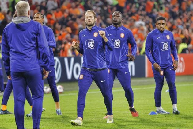 AMSTERDAM, 13-10-2023 JohanCruyff Arena, Football Euro2024 Qualifier between Netherlands and France. Daley Blind, Brian Brobbey and Steven Bergwijn Netherlands - France  x22732968x Copyright: