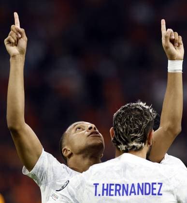 AMSTERDAM - Kylian Mbappe of France celebrates the 0-1 during the European Championship, EM, Europameisterschaft Qualifying match in group B between the Netherlands and France in the Johan Cruijff ArenA on October 13, 2023 in Amsterdam, the Netherlands. ANP KOEN VAN WEEL UEFA EURO, EM, Europameisterschaft,Fussball 2024 Qualifying Round 2023 2024 xVIxANPxSportx xxANPxIVx 480998284 originalFilename: 480998284.jpg