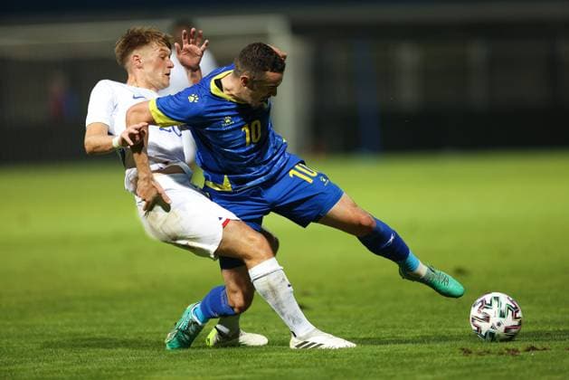 Bosnia & Herzegovina - France: U21, U 21 EURO Qualifiers Johann Lepenant of France competes for the ball with Ivan Basic of BiH during the U21 EURO Qualification, EM, Europameisterschaft Group H match between Bosnia and Herzegovina and France at Grbavica Stadium in Sarajevo, Bosnia and Herzegovina, on October 13, 2023. ArminxDurgut PIXSELL