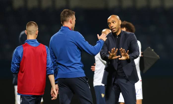 Bosnia & Herzegovina - France: U21, U 21 EURO Qualifiers Head Coach of Bih Igor Jankovic and Head Coach of France Thierry Henry shakes hand after the U21 EURO Qualification, EM, Europameisterschaft Group H match between Bosnia and Herzegovina and France at Grbavica Stadium in Sarajevo, Bosnia and Herzegovina, on October 13, 2023. ArminxDurgut PIXSELL