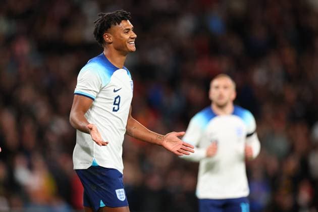 13th October 2023; Wembley Stadium, London, England; International Football Friendly, England versus Australia; Ollie Watkins of England apologises to Jack Grealish after he scores for 1-0 in the 57th minute  ActionPlus12564047 ShaunxBrooks