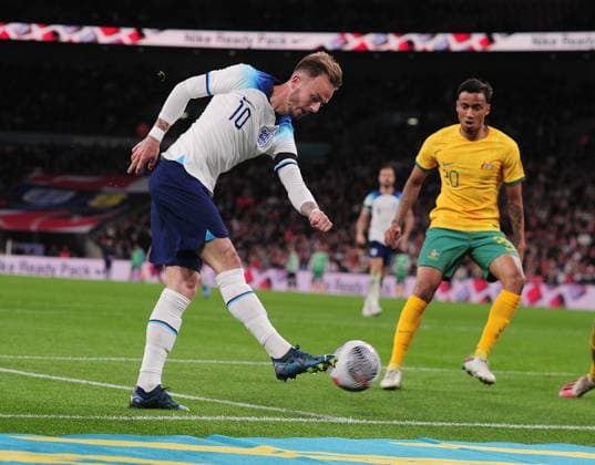 Football - 2023 International Friendly, Länderspiel, Nationalmannschaft - England vs Australia - Wembley Stadium - Friday 13th October 2023 James Maddison of England Colorsport Andrew Cowie 