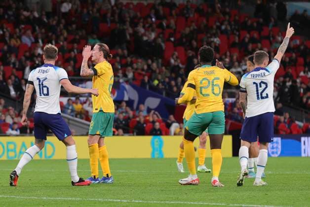 England v Australia International Friendly, Länderspiel, Nationalmannschaft Jackson Irvine of Australia rues a missed chance during the International Friendly match at Wembley Stadium, London Copyright: xPaulxChestertonx FIL-19107-0101 UK Newspapers OUT