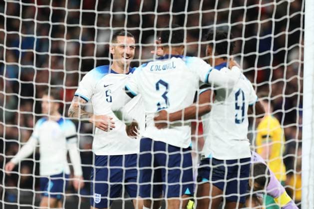 Sport Bilder des Tages Ollie Watkins of England celebrates scoring during the Friendly international match, Länderspiel, Nationalmannschaft between England and Australia at Gtech Community Stadium, London, England on 13 October 2023. Copyright: xJoshuaxSmithx 38640002