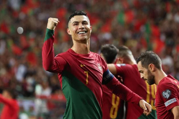 Portugal, Estadio do Dragao Porto, 13.10.2023 UEFA EURO, EM, Europameisterschaft,Fussball 2024 Qualifiers Group J Portugal - Slovakia v.l., Cristiano Ronaldo (Portugal) Torjubel, Goal celebration, celebrate the goal, lacht Copyright: JoaquimxFerreira