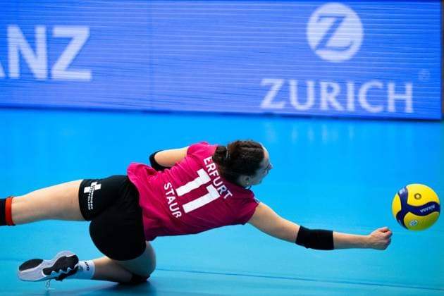 2. Bundesliga Frauen Pro Schwarz-Weiss Erfurt vs. TV Dingolfing; Erfurt; 14.10.2023 Mia Anna Stauß ( 11; Schwarz-Weiss Erfurt) 2. Bundesliga Frauen Pro: Schwarz-Weiss Erfurt vs. TV Dingolfing; Riethsporthalle Erfurt; 14.10.2023 Copyright: xBEAUTIFULxSPORTS Duehringx