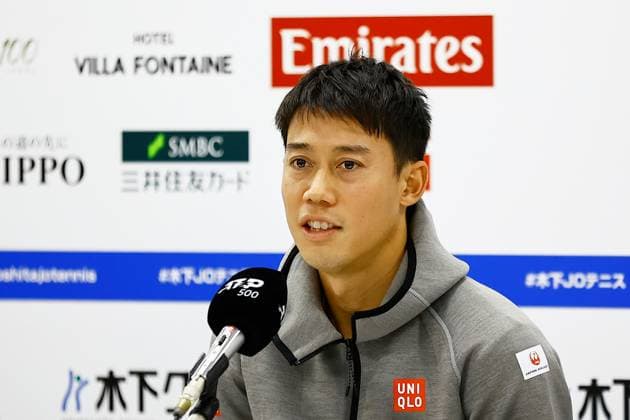 October 15, 2023, Tokyo, Japan: Japanese professional tennis player Kei NISHIKORI speaks during a news conference for the Kinoshita Group Japan Open Tennis Championships 2023 at the Ariake Coliseum. This is the longest-running ATP, Tennis Herren Tour tournament in Asia, first held in 1972. The tournament runs from October 16 to 22. Tokyo Japan - ZUMAm191 20231015_aap_m191_023 Copyright: xRodrigoxReyesxMarinx