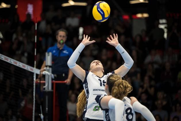 Volleyball Supercup 2023 - Women - Viteos NUC vs FKB Power Cats Duedingen; Guemligen, 14.10.2023 Carinne Lee Gebhardt (FKB Power Cats Duedingen, 15) Volleyball Supercup 2023 - Women - Viteos NUC vs FKB Power Cats Duedingen in Guemligen, on Saturday, October 14, 2023 Copyright: xBEAUTIFULxSPORTS OlafxRellischx