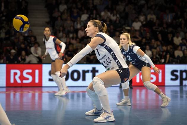 Volleyball Supercup 2023 - Women - Viteos NUC vs FKB Power Cats Duedingen; Guemligen, 14.10.2023 Sarina Wieland (FKB Power Cats Duedingen, 11) Volleyball Supercup 2023 - Women - Viteos NUC vs FKB Power Cats Duedingen in Guemligen, on Saturday, October 14, 2023 Copyright: xBEAUTIFULxSPORTS OlafxRellischx