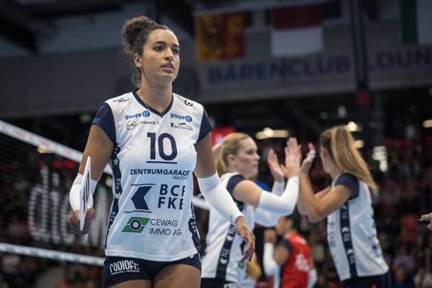 Volleyball Supercup 2023 - Women - Viteos NUC vs FKB Power Cats Duedingen; Guemligen, 14.10.2023 Bruna Fernanda Da Silva Ferreira (FKB Power Cats Duedingen, 10) Volleyball Supercup 2023 - Women - Viteos NUC vs FKB Power Cats Duedingen in Guemligen, on Saturday, October 14, 2023 Copyright: xBEAUTIFULxSPORTS OlafxRellischx
