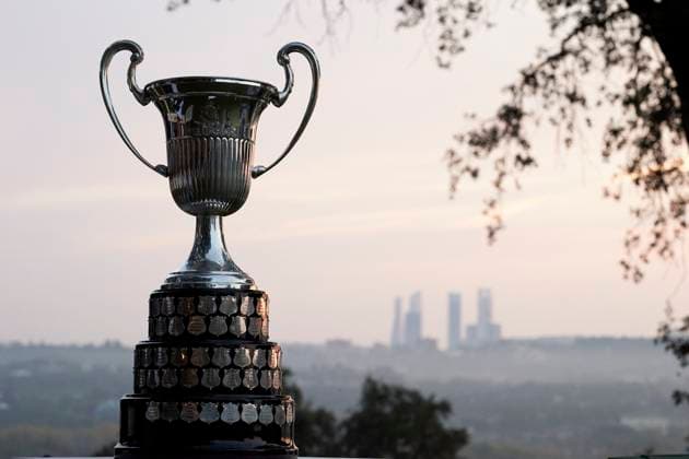Acciona Open de Espana presented by Madrid - Day Four The trophy is seen at sunrise ahead of Day Four of the Acciona Open de Espana presented by Madrid at Club de Campo Villa de Madrid on October 15, 2023, in Madrid, Spain. Madrid Club de Campo Villa de Madrid Madrid Spain RL_ACCMOESP_574 Copyright: xRicardoxLarreinax
