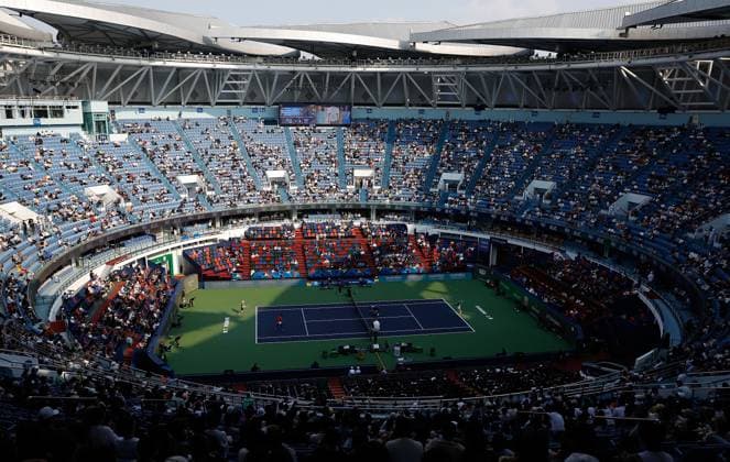 (231015) -- SHANGHAI, Oct. 15, 2023 -- The photo taken on Oct. 15, 2023 shows the men s doubles final between Marcel Granollers of Spain Horacio Zeballos of Argentina and Rohan Bopanna of India Matthew Ebden of Australia at the ATP, Tennis Herren World Tour Shanghai Masters tennis tournament at Qizhong Forest Sports City Arena in Shanghai, east China. ) (SP)CHINA-SHANGHAI-TENNIS-ATP TOUR-SHANGHAI MASTERS(CN) WangxLili 