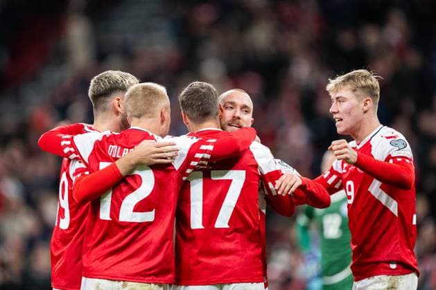 Denmark v Kazakhstan, UEFA EURO, EM, Europameisterschaft,Fussball 2024 Qualification, Copenhagen, Denmark Copenhagen, Denmark. 14th, October 2023. Robert Skov (17) of Denmark scores for 3-0 during the UEFA Euro 2024 qualification match between Denmark and Kazakhstan at Parken in Copenhagen. Copenhagen Denmark  Copyright: xGonzalesxPhoto FrederikkexJensenx