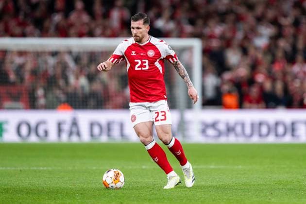 Denmark v Kazakhstan, UEFA EURO, EM, Europameisterschaft,Fussball 2024 Qualification, Copenhagen, Denmark Copenhagen, Denmark. 14th, October 2023. Pierre-Emile Hojbjerg (23) of Denmark seen during the UEFA Euro 2024 qualification match between Denmark and Kazakhstan at Parken in Copenhagen. Copenhagen Denmark  Copyright: xGonzalesxPhoto FrederikkexJensenx