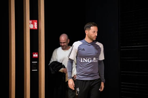 231015 Head coach Domenico Tedesco of the Belgian national football team during a press conference, PK, Pressekonferenz on October 15, 2023 in Tubize. Photo: Joel Marklund BILDBYRAN kod JM JM0533 bbeng fotboll football soccer fotball em-kval UEFA EURO, EM, Europameisterschaft,Fussball Qualifier, EM, Europameisterschaft em-kvalifisering presskonferens press conference belgium Belgien Copyright: JOELxMARKLUND BB231015JM005