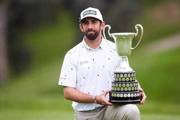 Acciona Open de Espana presented by Madrid - Day Four Matthieu Pavon of France poses with the winner s trophy of the Acciona Open de Espana after winning on Day Four of the Acciona Open de Espana presented by Madrid at Club de Campo Villa de Madrid on October 15, 2023, in Madrid, Spain. Madrid Club de Campo Villa de Madrid Madrid Spain RL_ACCMOESP_731 Copyright: xRicardoxLarreinax