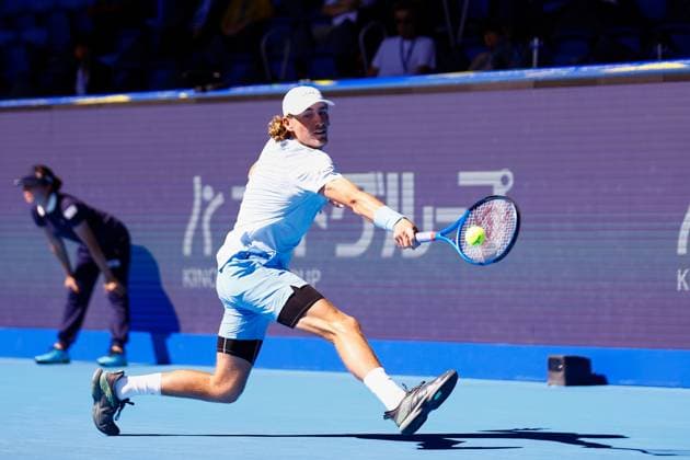 October 16, 2023, Tokyo, Japan: Max PURCELL (AUS) hits a return against Mackenzie MCDONALD (USA) during the qualifying final match for the Kinoshita Group Japan Open Tennis Championships 2023 at the Ariake Coliseum. This is the longest-running ATP, Tennis Herren Tour tournament in Asia, first held in 1972. The tournament runs from October 16 to 22. Tokyo Japan - ZUMAm191 20231016_aap_m191_004 Copyright: xRodrigoxReyesxMarinx