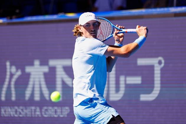 October 16, 2023, Tokyo, Japan: Max PURCELL (AUS) hits a return against Mackenzie MCDONALD (USA) during the qualifying final match for the Kinoshita Group Japan Open Tennis Championships 2023 at the Ariake Coliseum. This is the longest-running ATP, Tennis Herren Tour tournament in Asia, first held in 1972. The tournament runs from October 16 to 22. Tokyo Japan - ZUMAm191 20231016_aap_m191_008 Copyright: xRodrigoxReyesxMarinx