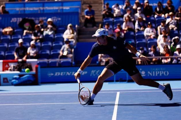 October 16, 2023, Tokyo, Japan: Mackenzie MCDONALD (USA) hits a return against Max PURCELL (AUS) during the qualifying final match for the Kinoshita Group Japan Open Tennis Championships 2023 at the Ariake Coliseum. This is the longest-running ATP, Tennis Herren Tour tournament in Asia, first held in 1972. The tournament runs from October 16 to 22. Tokyo Japan - ZUMAm191 20231016_aap_m191_011 Copyright: xRodrigoxReyesxMarinx