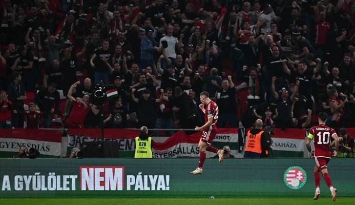 BUDAPEST, HUNGARY - OCTOBER 14: Roland Sallai of Hungary celebrates during the UEFA EURO, EM, Europameisterschaft,Fussball 2024 European qualifier match between Hungary and Serbia at Puskas Arena on October 14, 2023 in Budapest, Hungary. Photo by Sebastian Frej Hungary v Serbia: Group G - UEFA EURO 2024 European Qualifiers Copyright: xSebastianxFrejx