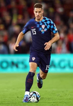 Cardiff, Wales, 15th October 2023. Mario Pasalic of Croatia during the UEFA European Championship, EM, Europameisterschaft Qualifying match at the Cardiff City Stadium, Cardiff. Picture credit should read: Darren Staples Sportimage EDITORIAL USE ONLY. No use with unauthorised audio, video, data, fixture lists, club league logos or live services. Online in-match use limited to 120 images, no video emulation. No use in betting, games or single club league player publications. SPI-2651-0122