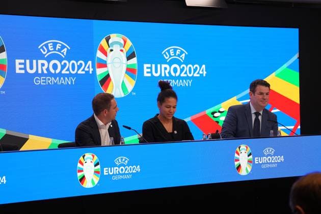 EURO 2024 Turnierdirektor Philipp Lahm, DFB-Vizepräsidentin Celia Sasic und Arbeitsminister Hubertus Heil - 16.10.2023: EURO 2024 Partnerschaft DFB VDV