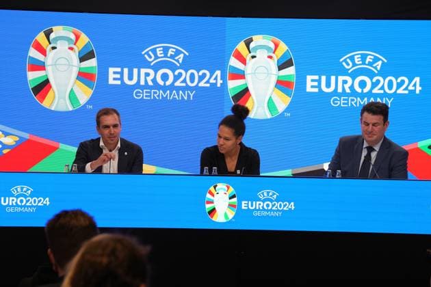 EURO 2024 Turnierdirektor Philipp Lahm, DFB-Vizepräsidentin Celia Sasic und Arbeitsminister Hubertus Heil - 16.10.2023: EURO 2024 Partnerschaft DFB VDV