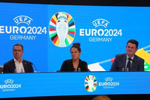 EURO 2024 Turnierdirektor Philipp Lahm, DFB-Vizepräsidentin Celia Sasic und Arbeitsminister Hubertus Heil - 16.10.2023: EURO 2024 Partnerschaft DFB VDV