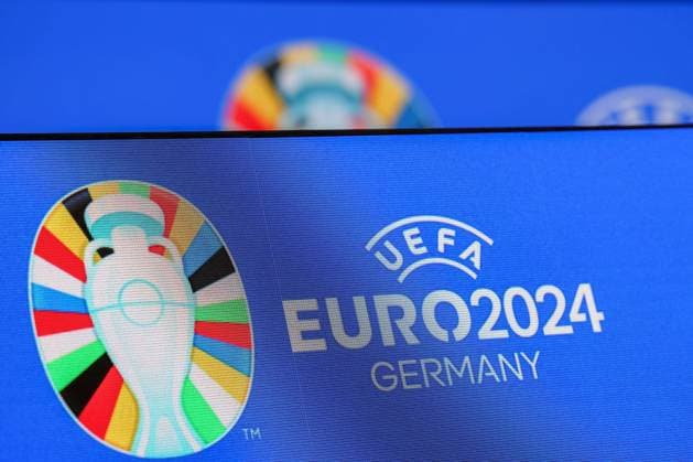 Frankfurt am Main am 16.Oktober 2023 Deutsche Bank Park Medientermin der EURO 2024 GmbH v.l., Symbolfoto, Symbolbild: Logo UEFA EURO2024 Germany Copyright: JoaquimxFerreira
