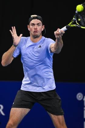 German Maximilian Marterer pictured in action during a qualifications match for the European Open Tennis ATP, Tennis Herren tournament, in Antwerp, Monday 16 October 2023. LAURIExDIEFFEMBACQ  x77849560x