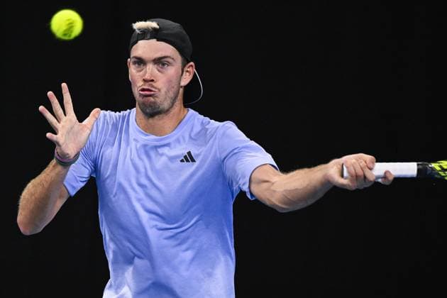 German Maximilian Marterer pictured in action during a qualifications match for the European Open Tennis ATP, Tennis Herren tournament, in Antwerp, Monday 16 October 2023. LAURIExDIEFFEMBACQ  x77849564x