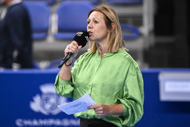 Former Belgian player Sabine Appelmans pictured during a qualifications match for the European Open Tennis ATP, Tennis Herren tournament, in Antwerp, Monday 16 October 2023. LAURIExDIEFFEMBACQ  x77849581x