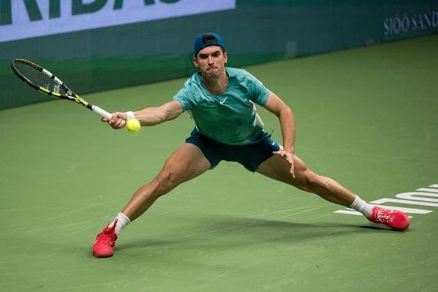 231016 Dino Prizmic of Croatia during day 3 of the Nordic Open tennis tournament on October 16, 2023 in Stockholm. Photo: Emma Wallskog BILDBYRAN COP 320 EW0268 tennis tennis nordic open dag 1 bbeng Copyright: EMMAxWALLSKOG BB231016EW001
