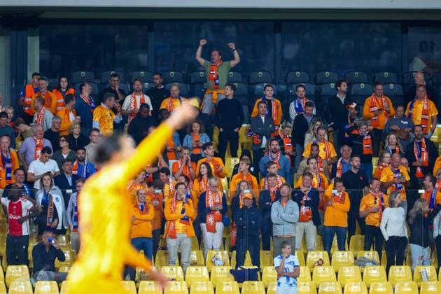 Greece v Netherlands UEFA EURO, EM, Europameisterschaft,Fussball 2024 Qualifiers Netherlands supporters celebrate their team s win over Greece during the UEFA Euro 2024 Qualifiers Group B match at OPAP Arena, Athens Copyright: xYannisxHalasx FIL-19119-0079 UK Newspapers OUT