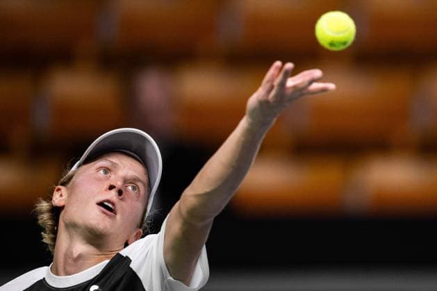 231017 Emil Ruusuvuori of Finland during day 4 of the Nordic Open tennis tournament on October 17, 2023 in Stockholm. Photo: Emma Wallskog BILDBYRAN COP 320 EW0269 tennis nordic open dag 4 bbeng Copyright: EMMAxWALLSKOG BB231017EW021
