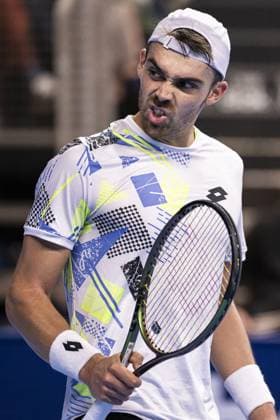 French Benjamin Bonzi reacts during a first round match at the European Open Tennis ATP, Tennis Herren tournament, in Antwerp, Tuesday 17 October 2023. LAURIExDIEFFEMBACQ  x77917818x