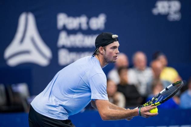 German Maximilian Marterer pictured in action during a first round match at the European Open Tennis ATP, Tennis Herren tournament, in Antwerp, Tuesday 17 October 2023. JASPERxJACOBS  x77923927x