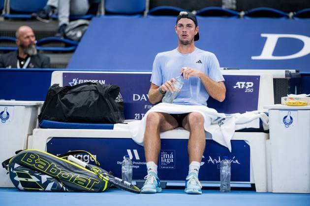 German Maximilian Marterer is seen at a first round match at the European Open Tennis ATP, Tennis Herren tournament, in Antwerp, Tuesday 17 October 2023. JASPERxJACOBS  x77924037x