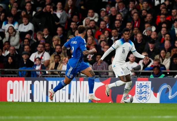 England v Italy UEFA EURO, EM, Europameisterschaft,Fussball 2024 Qualifiers Marcus Rashford of England in possession during the UEFA Euro 2024 Qualifiers Group C match at Wembley Stadium, London Copyright: xPaulxChestertonx FIL-19118-0078 UK Newspapers OUT