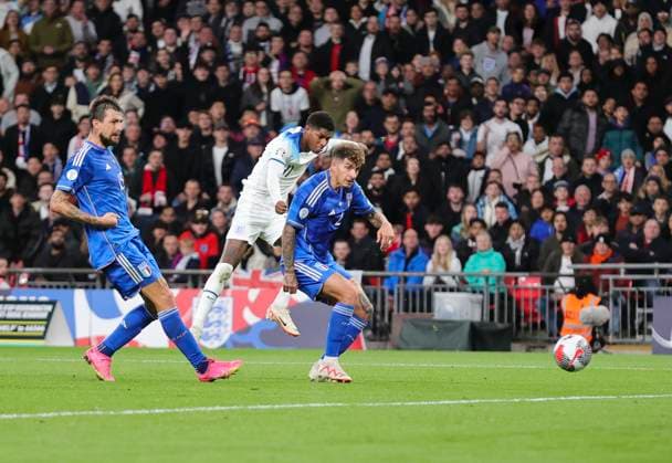 England v Italy UEFA EURO, EM, Europameisterschaft,Fussball 2024 Qualifiers Marcus Rashford of England has a shot at goal during the UEFA Euro 2024 Qualifiers Group C match at Wembley Stadium, London Copyright: xPaulxChestertonx FIL-19118-0085 UK Newspapers OUT