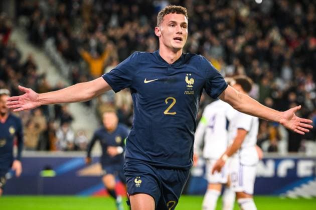 October 17, 2023, Villeneuve-d Ascq, France, France: Benjamin PAVARD of France celebrates his goal during the International Friendly, Länderspiel, Nationalmannschaft match between France and Scotland at Pierre Mauroy Stadium on October 17, 2023 in Villeneuve-d Ascq near Lille, France. Villeneuve-d Ascq France - ZUMAm308 20231017_zsp_m308_001 Copyright: xMatthieuxMirvillex