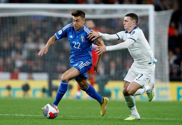 England v Italy: Group C - UEFA EURO, EM, Europameisterschaft,Fussball 2024 European Qualifiers Stephan El Shaarawy of Italy and Phil Foden of England challenge during the UEFA EURO 2024 European qualifier match between England and Italy at Wembley Stadium on October 17, 2023 in London, England. London Wembley Stadium England United Kingdom Copyright: xRichardxSellers Sportsphoto APLx 13957744