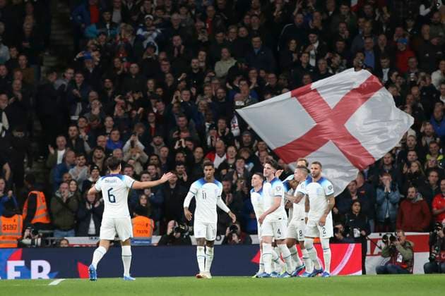London, October 17th 2023: Marcus Rashford of England celebrates after scoring a goal (2-1)during the UEFA EURO, EM, Europameisterschaft,Fussball 2024 Qualifier football match between England and Italy at Wembley Stadium, London, England. (Pedro Soares SPP) Copyright: xPedroxSoaresx xSPPx spp-en-PeSoSp-pedro171023-0083
