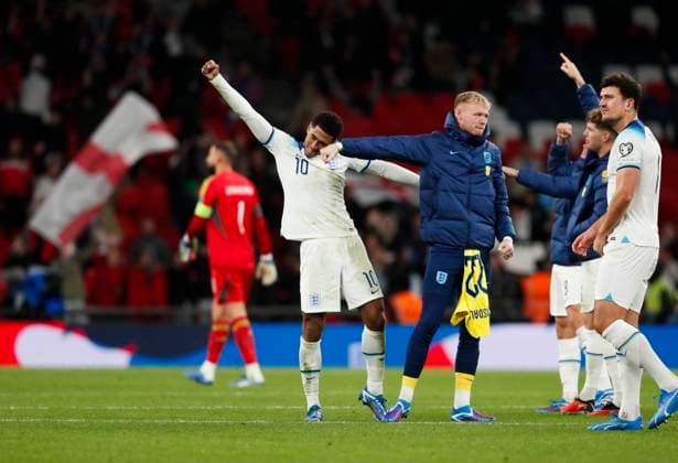 England v Italy UEFA EURO, EM, Europameisterschaft,Fussball 2024 Qualifiers Jude Bellingham of England and Aaron Ramsdale celebrate after the UEFA Euro 2024 Qualifiers Group C match at Wembley Stadium, London Copyright: xPaulxChestertonx FIL-19118-0228 UK Newspapers OUT