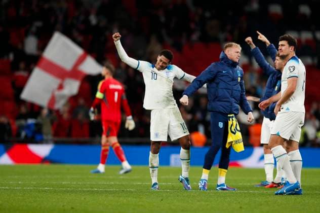 England v Italy UEFA EURO, EM, Europameisterschaft,Fussball 2024 Qualifiers Jude Bellingham of England and Aaron Ramsdale celebrate after the UEFA Euro 2024 Qualifiers Group C match at Wembley Stadium, London Copyright: xPaulxChestertonx FIL-19118-0229 UK Newspapers OUT