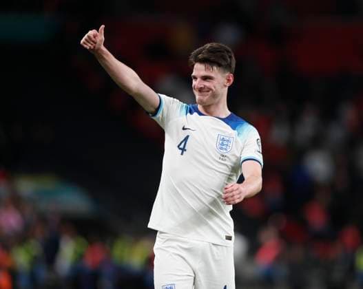 England v Italy UEFA EURO, EM, Europameisterschaft,Fussball 2024 Qualifiers Declan Rice of England gives a thumbs up to the fans after the UEFA Euro 2024 Qualifiers Group C match at Wembley Stadium, London Copyright: xPaulxChestertonx FIL-19118-0234 UK Newspapers OUT