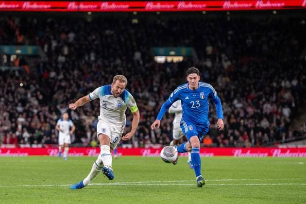 LONDON, ENGLAND - OCTOBER 17: Harry Kane of England scoring goal during the UEFA EURO, EM, Europameisterschaft,Fussball 2024 European qualifier match between England and Italy at Wembley Stadium on October 17, 2023 in London, E England v Italy: Group C - UEFA EURO 2024 European Qualifiers Copyright: xSebastianxFrejx