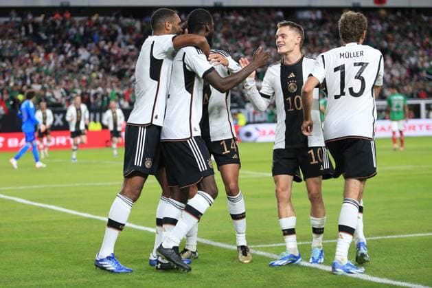 RECORD DATE NOT STATED Seleccion Mexico 2023 Mexico vs Germany Antonio Rudiger celebrates his goal 0-1 of Germany during the game Mexican national team, Nationalteam (Mexico) vs Germany, the friendly preparation, at Lincoln Financial Field Stadium, on October 17, 2023. <br><br> Antonio Rudiger celebra su gol 0-1 de Alemania durante el partido Seleccion Mexicana (Mexico) vs Alemania, amistoso de preparacion en el Lincoln Financial Field Stadium, el 17 de Octubre de 2023. PHILADELPHIA PENSILVANIA UNITED STATES  Copyright: xUlisesxNaranjox 20231017213330_SMN_23_AM_MEX_GER_RUDIGER241