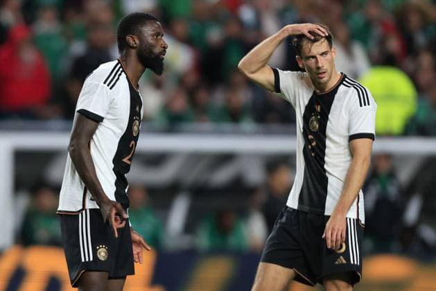 RECORD DATE NOT STATED Seleccion Mexico 2023 Mexico vs Germany Antonio Rudiger and Leon Goretzka of Germany during the game Mexican national team, Nationalteam (Mexico) vs Germany, the friendly preparation, at Lincoln Financial Field Stadium, on October 17, 2023. <br><br> Antonio Rudiger y Leon Goretzka de Alemania durante el partido Seleccion Mexicana (Mexico) vs Alemania, amistoso de preparacion en el Lincoln Financial Field Stadium, el 17 de Octubre de 2023. PHILADELPHIA PENSILVANIA UNITED STATES  Copyright: xUlisesxNaranjox 20231017220819_SMN_23_AM_MEX_GER_RUDIGER307